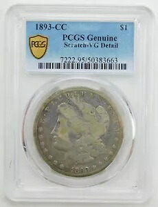 1893-CC $1 モルガン シルバー ダラー PCGS VG ディテール スクラッチ 流通コイン C0894｜WORLD RESOURCE【KING店】