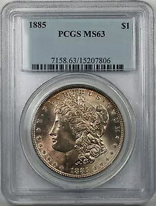 1885 モーガン シルバー ダラー コイン $1 PCGS MS 63 ライト トーニング ベター コイン (BR-17 D)｜WORLD RESOURCE【KING店】