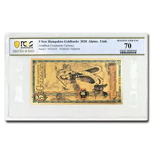 2020 5 N. ハンプ ゴールドバック - オーラム ゴールド フォイル ノート 24k MS-70 PCGS FDI|WORLD RESOURCE【KING店】