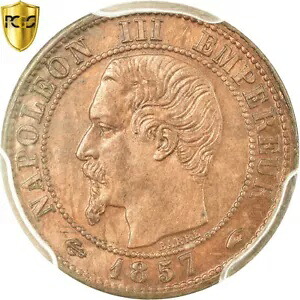 [#485946] コイン、フランス、ナポレオン 3 世、ナポレオン 3 世、サンティーム、1857 年、パリ、PCGS、｜WORLD RESOURCE【KING店】