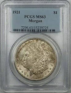 1921 モーガン シルバー 1 ドル コイン PCGS MS-63 トーン (BR-27 L)|WORLD RESOURCE【KING店】