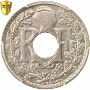 [#96384] コイン、フランス、リンダウアー、10 サンタイム、1922 年、ポワシー、PCGS、MS64、MS(64)