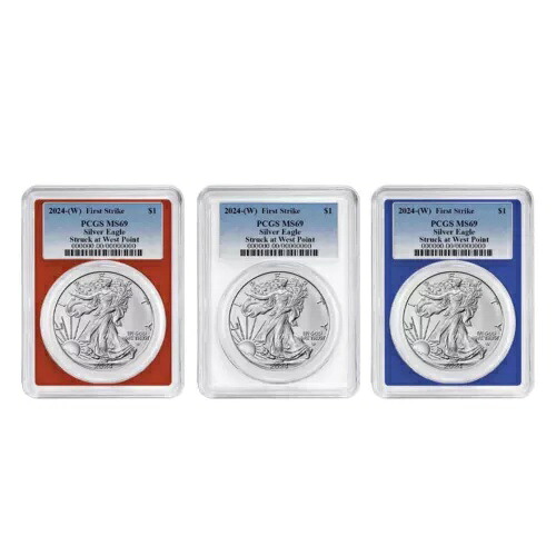 3 個セット - 2024 (W) $1 1 オンス アメリカン シルバー イーグル PCGS MS69 FS ブルー ラベル レッド ...｜WORLD RESOURCE【KING店】