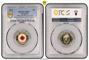 オーストラリア 2023 レッド ポピー 2 ドル コイン PCGS MS67 #6971｜WORLD RESOURCE【KING店】