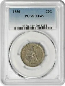 1856 リバティ シート シルバー クォーター EF45 PCGS