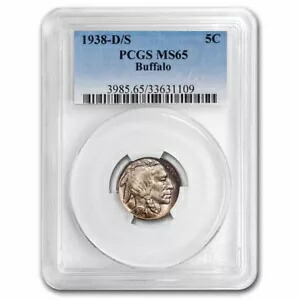 1938-D/S バッファロー ニッケル MS-65 PCGS
