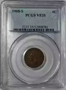 1908 S インディアンヘッドセント PCGS VF-35
