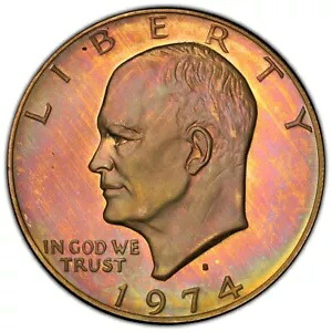 1974-S アイゼンハワー ドル PCGS PR-67 カメオ アルバム トーンド クラッド トーニング アイク｜WORLD RESOURCE【KING店】