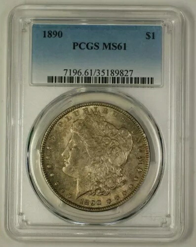 1890 US モルガン シルバー ダラー コイン $1 PCGS MS-61 トーン (C) (18)｜WORLD RESOURCE【KING店】