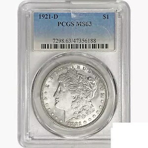 1921-D モーガン シルバー ダラー コイン PCGS MS63