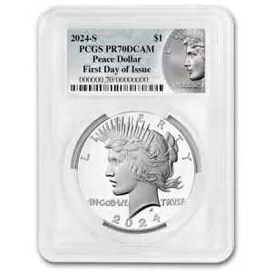 2024-S プルーフ シルバー ピース ダラー PR-70 PCGS (FDI、ピース ラベル)