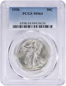 1936 ウォーキング リバティ シルバー ハーフダラー MS64 PCGS