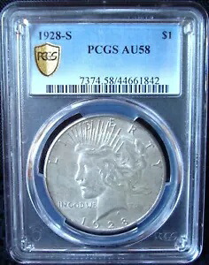 1928-S 平和銀ドル - PCGS AU 58 - ゴールド シールド|WORLD RESOURCE【KING店】