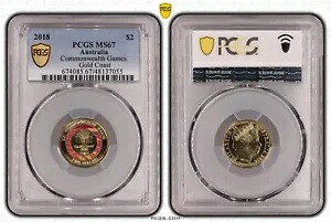 オーストラリア 2018 コモンウェルス ゲーム ゴールド コースト $2 PCGS MS67 Eq トップ ポップ #7055｜WORLD RESOURCE【KING店】