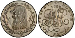 イギリス。北ウェールズ、ウェールズ。 1793 CU ハーフペニー トークン。 PCGS MS63BN。 D&H 1b.｜WORLD RESOURCE【KING店】