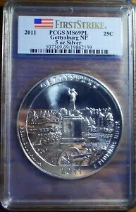 2011 P 5オンス。 .999 シルバー 25C ゲティスバーグ MS69PL 記念品 - PCGS｜WORLD RESOURCE【KING店】