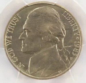 1983-P 5c ジェファーソン ニッケル ストロング クラッシュ ダイ 表裏 PCGS MS65｜WORLD RESOURCE【KING店】
