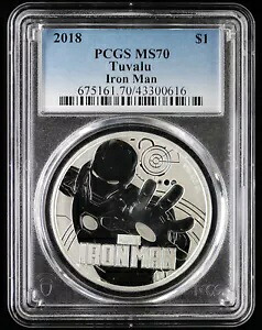 2018 ツバル アイアンマン 1 オンス シルバー ダラー コイン PCGS MS 70 |マーベル アベンジャーズ スターク｜WORLD RESOURCE【KING店】