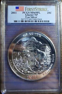 2011 P 5オンス。 .999 シルバー 25C グレイシャー MS69PL 記念品 - PCGS｜WORLD RESOURCE【KING店】