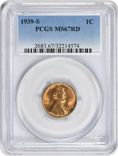 1939-S リンカーン セント MS67RD PCGS