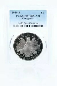 1989-S PCGS PR70DCAM コングレス シルバー モダン 記念ドル プルーフ