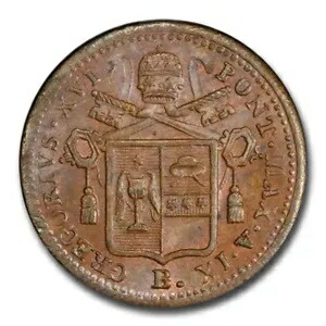 1839-B イタリア教皇領 1/2 バイオッコ MS-64 PCGS (ブラウン)｜WORLD RESOURCE【KING店】