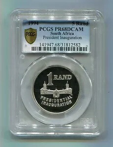 PCGS PR68DC 南アフリカ 1994 R1 シルバー マンデラ大統領就任式コイン