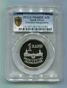 PCGS PR68DC 南アフリカ 1994 R1 シルバー マンデラ大統領就任式コイン