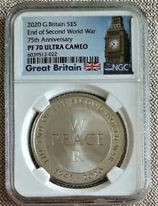 2020 イギリス ?5 第二次世界大戦終結 シルバー プルーフ NGC PR70 ウルトラ カメオ｜WORLD RESOURCE【KING店】