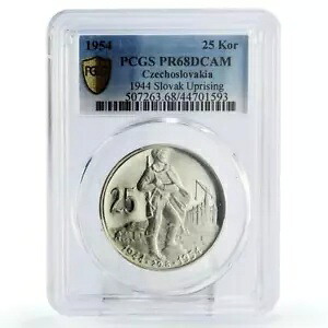 チェコスロバキア 25 コルン 10 年間のスロバキア蜂起 PR68 PCGS 銀貨 1954｜WORLD RESOURCE【KING店】