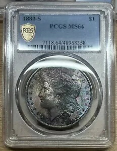 1880-S PCGS MS64 モーガン シルバー ダラー $1 - カラフルな端子表面トーン|WORLD RESOURCE【KING店】