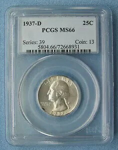 1937-D ワシントン クォーター - PCGS グレード MS66 (25C シルバー)｜WORLD RESOURCE【KING店】