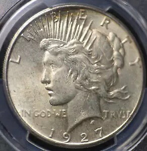 1927 ピース ダラー PCGS MS 62 柔らかい淡い琥珀色のガラス光沢とわずかな光沢｜WORLD RESOURCE【KING店】
