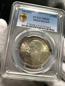 1914 3M バーデン デュラッハ MS63 PCGS ドイツ ドイツ帝国|WORLD RESOURCE【KING店】