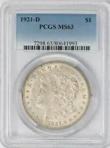 1921-D モーガン シルバー ダラー $MS63 PCGS 948461-31｜WORLD RESOURCE【KING店】 103,950円