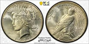 1927 ピースダラー PCGS MS 62 非常に光沢があり、淡いレモン色が印象的|WORLD RESOURCE【KING店】