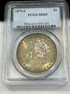 1879-S モーガン シルバー ダラー PCGS MS65、光沢のある調色と PL 表面｜WORLD RESOURCE【KING店】