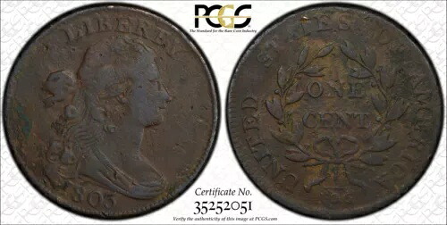 1803 ドレープ バスト ラージ セント PCGS VF 詳細 環境ダメージ Sm 日付 Sm Frac｜WORLD RESOURCE【KING店】