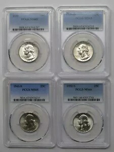 1939、1939-D、1941-S、1952-S ハイグレード ワシントン クォーター ロット PCGS MS65、MS66|WORLD RESOURCE【KING店】