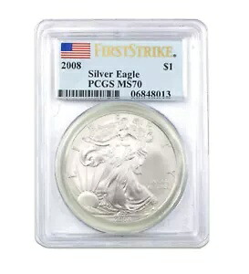 2008 $1 アメリカン シルバー イーグル MS70 PCGS - ファースト ストライク|WORLD RESOURCE【KING店】