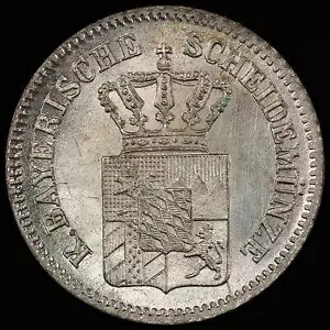 PCGS MS64 1863/2 ドイツ バイエルン州 マクシミリアン II シルバークロイツァー、KM-858|WORLD RESOURCE【KING店】