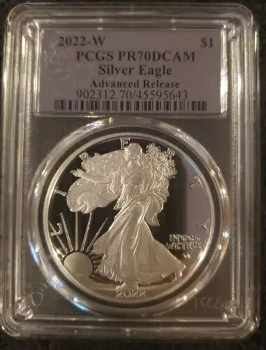 2022 W PCGS PR70DCAM シルバー イーグル アドバンス リリース タイプ 2 シルバー フォイル ラベル $1|WORLD RESOURCE【KING店】