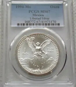 :1994-Mo 1-ONCE MEXICO LIBERTAD WINGED-VICTORY KM# 494.1 PCGS MS-67 ハイグレード｜WORLD RESOURCE【KING店】