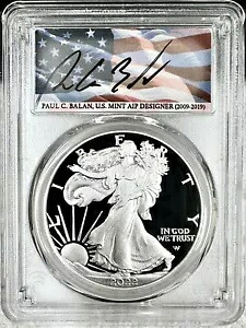 2022 S プルーフ シルバー イーグル PCGS PR70DCAM 初日発行 ポール バラン サイン入りフラッグ｜WORLD RESOURCE【KING店】