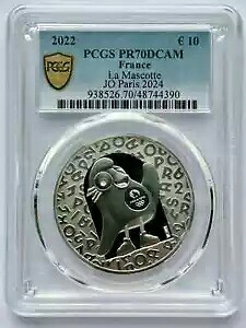 10 ユーロ 2022 PCGS PR 70 DCAM ラ マスコット JO パリ 2024 フランス銀貨|WORLD RESOURCE【KING店】