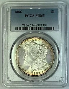 1886 モーガン シルバー 1 ドル コイン PCGS MS 65 (7) C|WORLD RESOURCE【KING店】