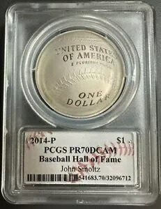 2014-P 野球殿堂 シルバー $ PCGS PR-70 DCAM ジョン スモルツ サイン コイン|WORLD RESOURCE【KING店】