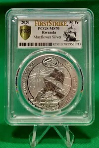 2020 ルワンダ 50 フラン ~メイフラワー~ 1 オンス .999 シルバー PCGS MS70 FirstStrike- 素敵です!!|WORLD RESOURCE【KING店】