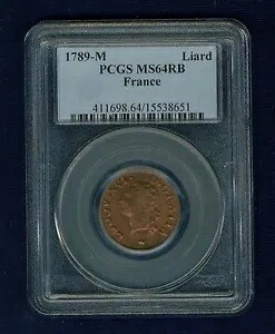 フランス ルイ 16 世 1789-M 1 リアード コイン チョイス 未流通 認定 PCGS MS64-RB|WORLD RESOURCE【KING店】