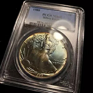 1988 シルバー イーグル PCGS BU MS68 トーン カラー ~ レア ビビッド モンスター トーニング｜WORLD RESOURCE【KING店】